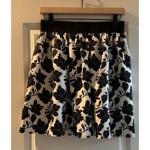 Love Poem Black White Floral Skater Skirt XL Elastic Waist festival Rave